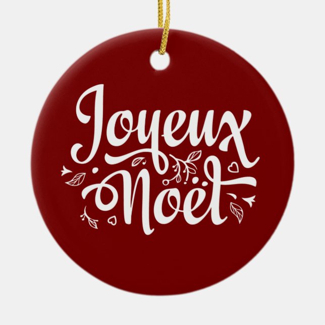 Joyeux Weihnachten Red Keramik Ornament (Vorne)