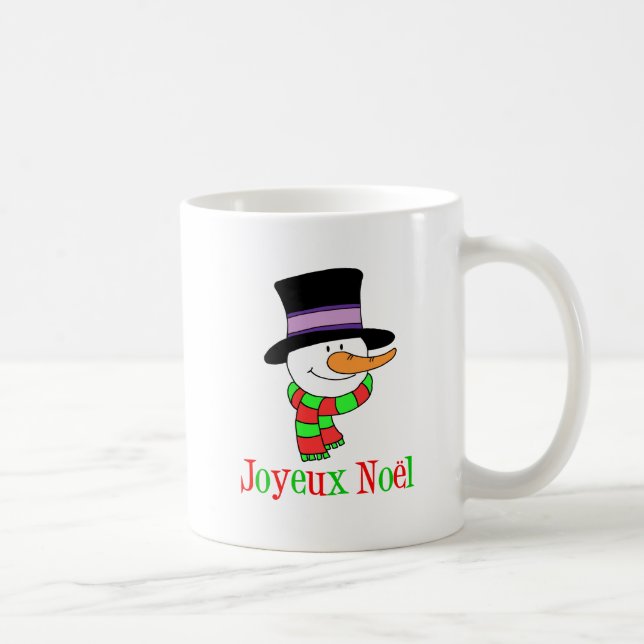 Joyeux Weihnachten Snowman Französische Weihnachts Kaffeetasse (Rechts)