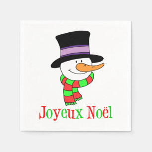 Joyeux Weihnachten Snowman French Christmas Napkin Serviette