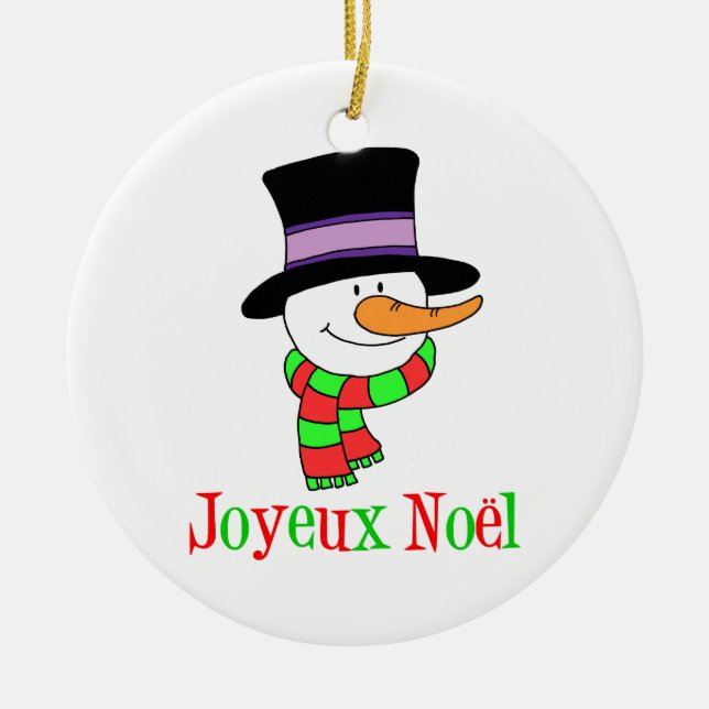 Joyeux Weihnachten Snowman Ornament (Vorne)