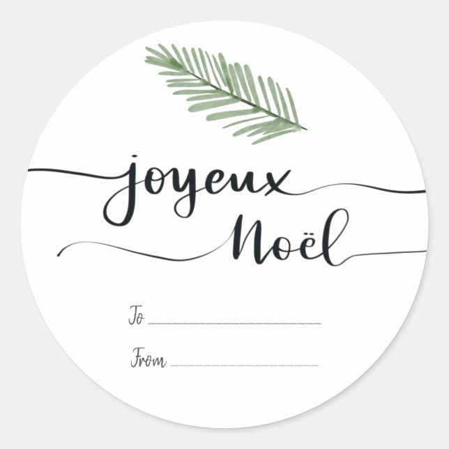 Joyeux-Weihnachten-Typografie | Geschenkmarke Runder Aufkleber (Vorderseite)