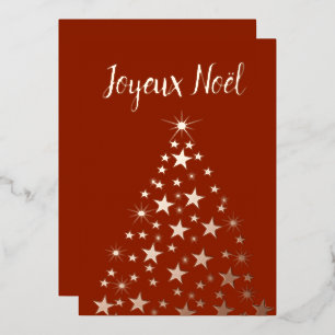 Joyeux Weihnachten Weihnachtsbaumstars Rose Golden Folien Feiertagskarte