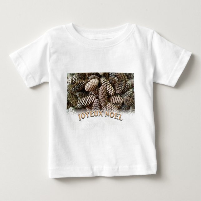 Joyeux Weihnachten Weihnachtsfeiertag Pine Cone Baby T-shirt (Vorderseite)