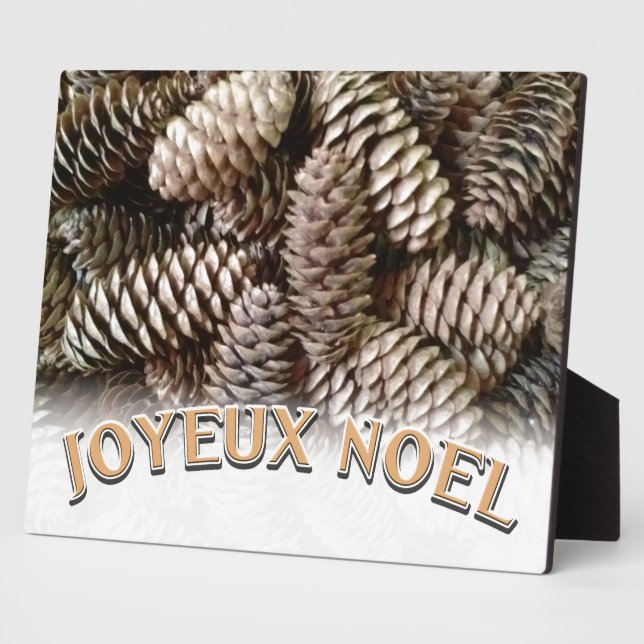 Joyeux Weihnachten Weihnachtsfeiertag Pine Cone Fotoplatte (Seite)