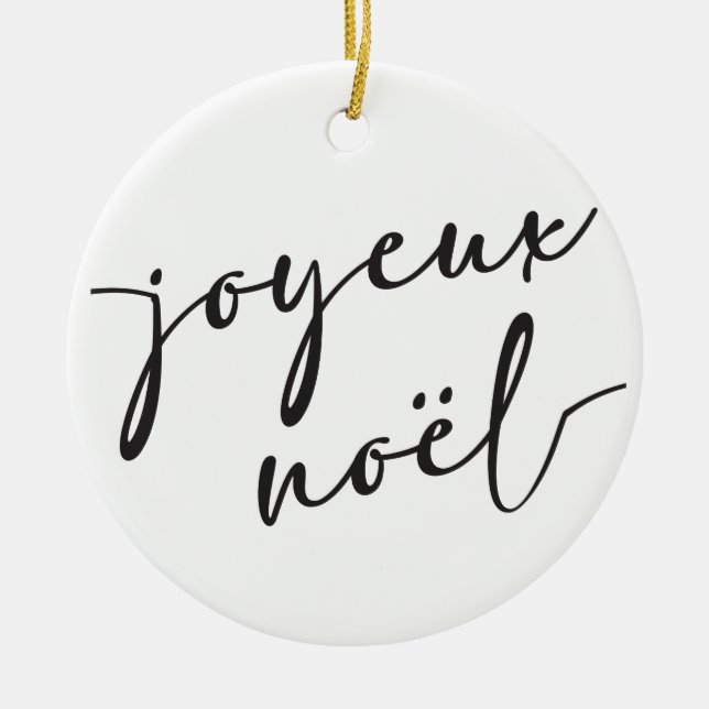 Joyeux Weihnachten Weihnachtskarte oder französisc Keramik Ornament (Vorne)