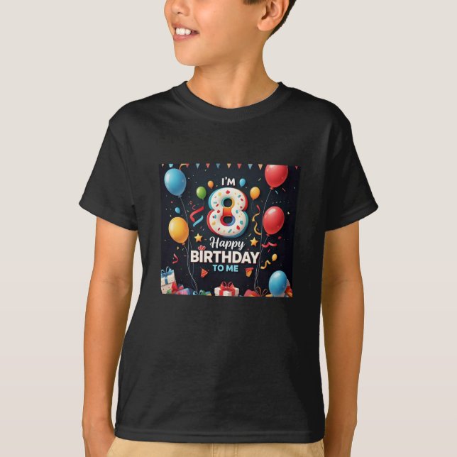 Joyful 8th Birthday Party Boys' T-Shirt (Vorderseite)