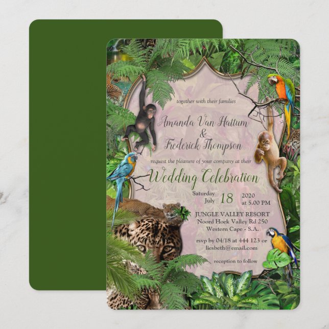 Joyful African Jungle Einladung (Vorne/Hinten)
