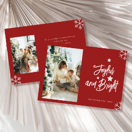 joyful and bright family photo christmas Card Feiertagskarte