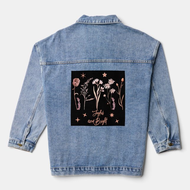 Joyful and Bright Wildblume Design - Boho Floral Jeansjacke (Rückseite)