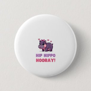 Joyful ANGESAGT HIPPO HOORAY MOO DENG Hippo Theme Button