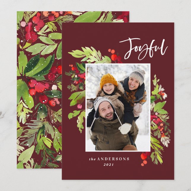 Joyful Aquarell botanisch 1 Foto Weihnachten (Vorne/Hinten)