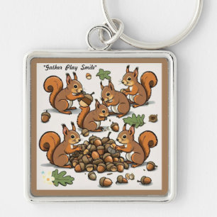 "Joyful Autumn Squirrel Scene" Schlüsselanhänger