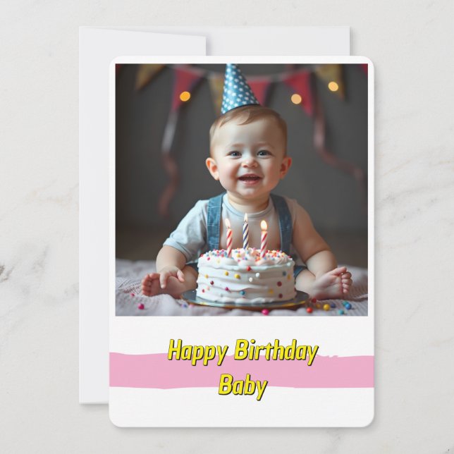 Joyful Baby Birthday Card - Sofortdownload Einladung (Vorderseite)