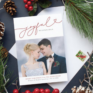 Joyful Beginnings Newlywed First Christmas Card Feiertagskarte