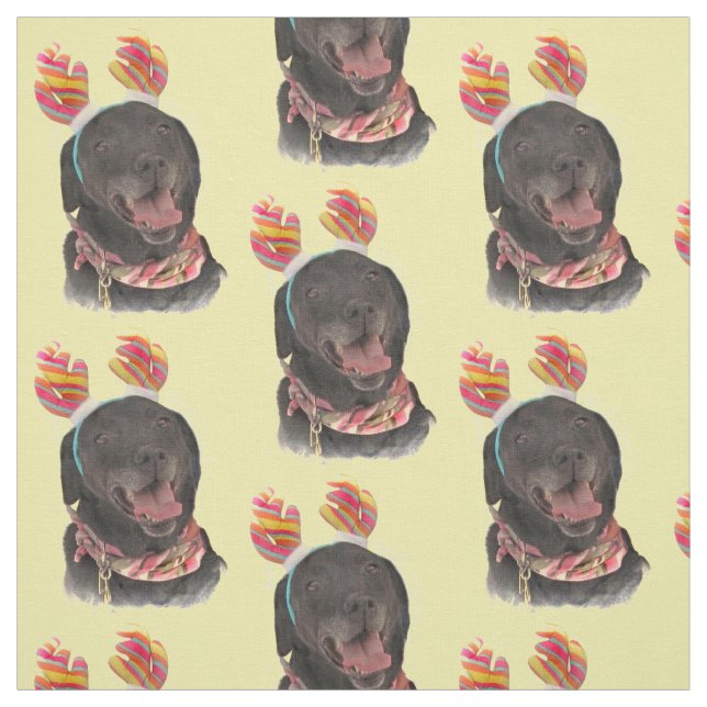 Joyful Black Labrador Retriever Dog Fabric Stoff (Muster)