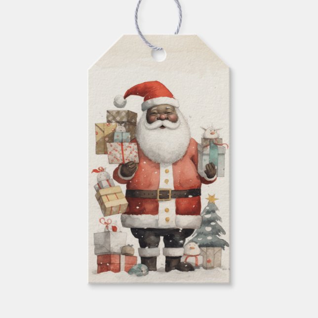 Joyful Black Santa , Geschenke, Weihnachtsbaum Geschenkanhänger (Vorderseite)