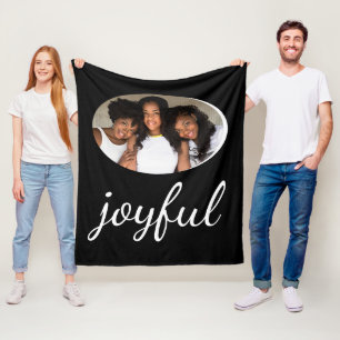 Joyful Black Script Weihnachtsfeiertag Foto Fleecedecke