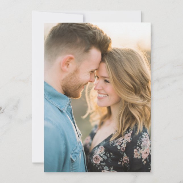 Joyful Blue Floral Photo Einladung (Vorderseite)