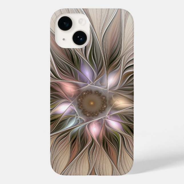 Joyful Blume Abstrakt Beige Brown Fraktal Case-Mate iPhone Hülle (Rückseite)