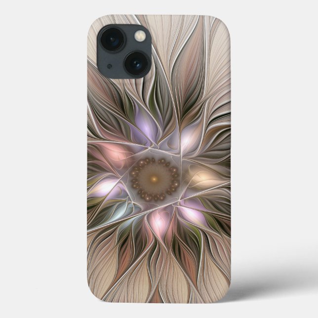 Joyful Blume Abstrakt Beige Brown Fraktal Case-Mate iPhone Hülle (Rückseite)