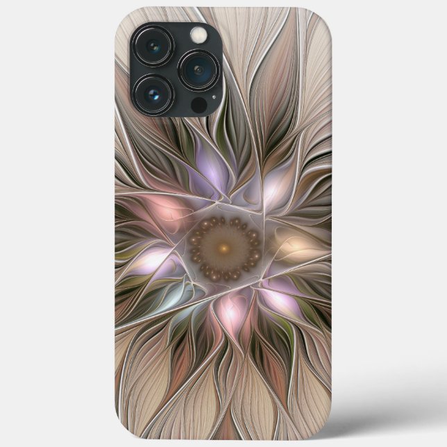 Joyful Blume Abstrakt Beige Brown Fraktal Case-Mate iPhone Hülle (Rückseite)