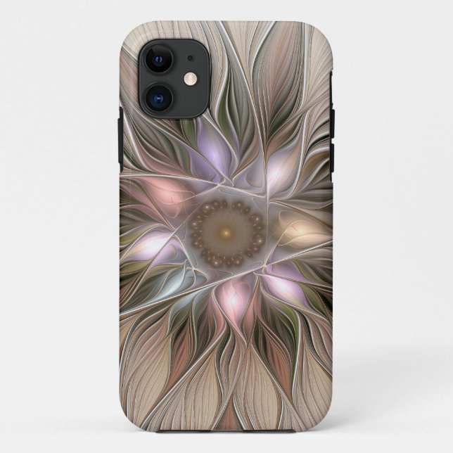 Joyful Blume Abstrakt Beige Brown Fraktal Case-Mate iPhone Hülle (Rückseite)