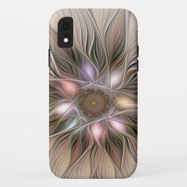 Joyful Blume Abstrakt Beige Brown Fraktal Case-Mate iPhone Hülle (Rückseite)