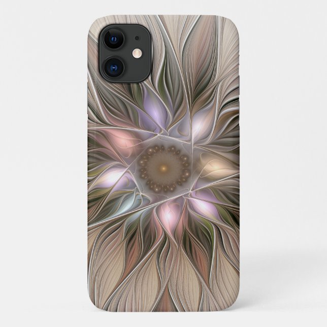 Joyful Blume Abstrakt Beige Brown Fraktal Case-Mate iPhone Hülle (Rückseite)