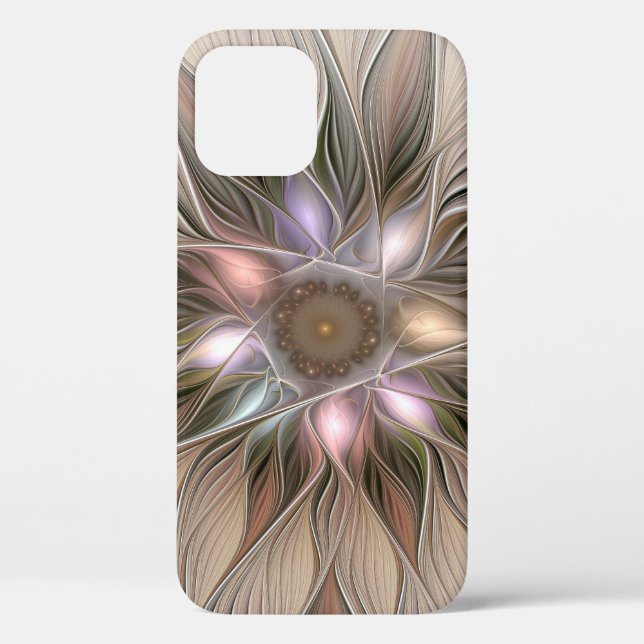 Joyful Blume Abstrakt Beige Brown Fraktal Case-Mate iPhone Hülle (Rückseite)