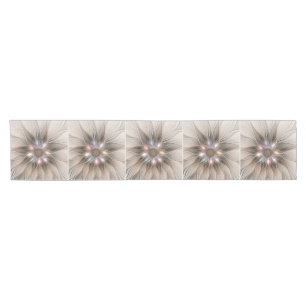 Joyful Blume Abstrakt Beige Brown Fraktal Kurzer Tischläufer
