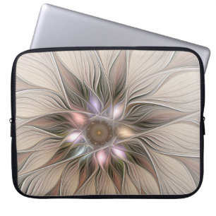 Joyful Blume Abstrakt Beige Brown Fraktal Laptopschutzhülle
