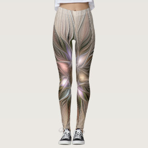 Joyful Blume Abstrakt Beige Brown Fraktal Leggings