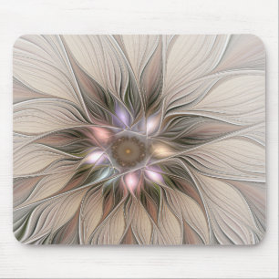 Joyful Blume Abstrakt Beige Brown Fraktal Mousepad