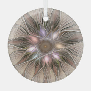 Joyful Blume Abstrakt Beige Brown Fraktal Ornament Aus Glas