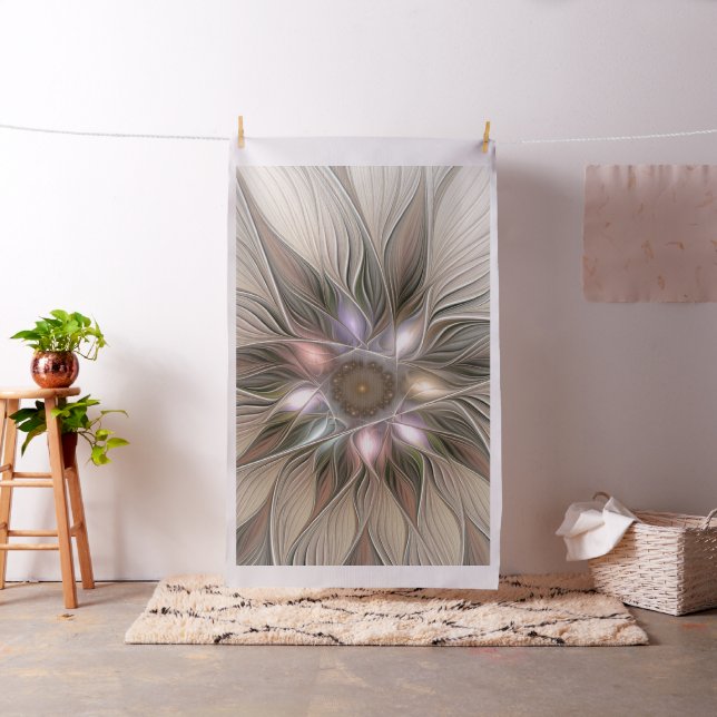 Joyful Blume Abstrakt Beige Brown Fraktal Stoff (Beispiel)