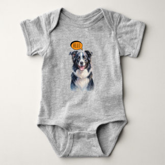 Joyful Border Collie in Watercolor Baby Strampler