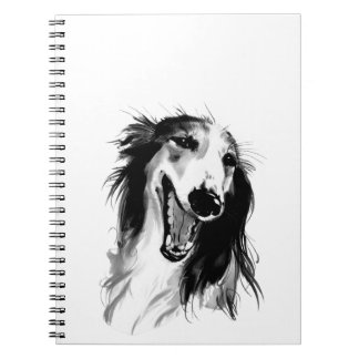 Joyful Borzoi | Schwarz-Weiß-Tinte Notizblock