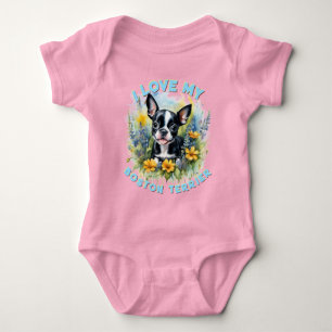 Joyful Boston Terrier Bloom - Custom Baby Strampler