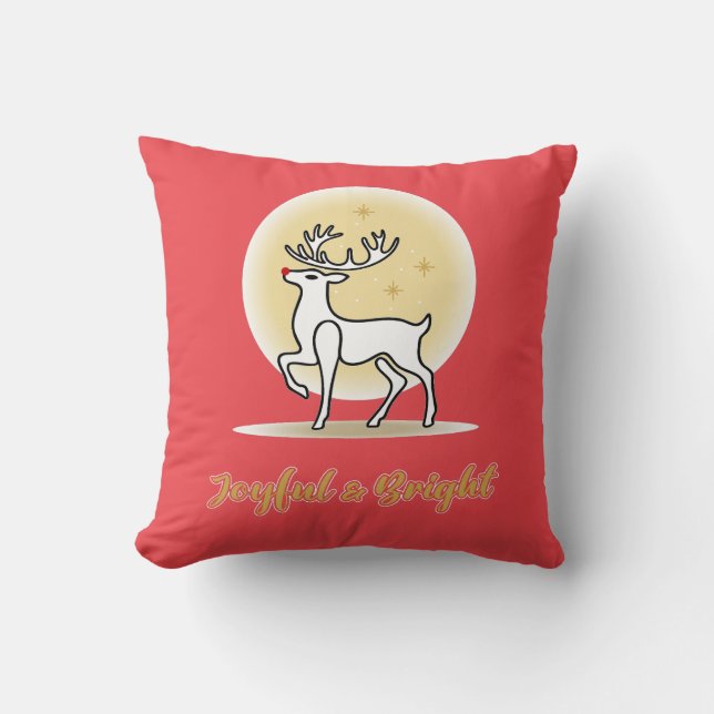 Joyful & Bright Christmas Reindeer Kissen (Vorderseite)
