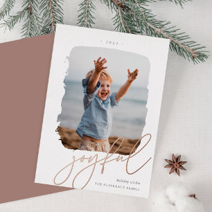 Joyful Brushed Signature Foto Rose Gold Folien Feiertagskarte
