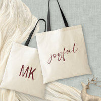 Joyful Burgundy Calligraphy Monogram Initials