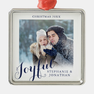 Joyful Calligraphy Elegantes Foto Weihnachten Ornament Aus Metall
