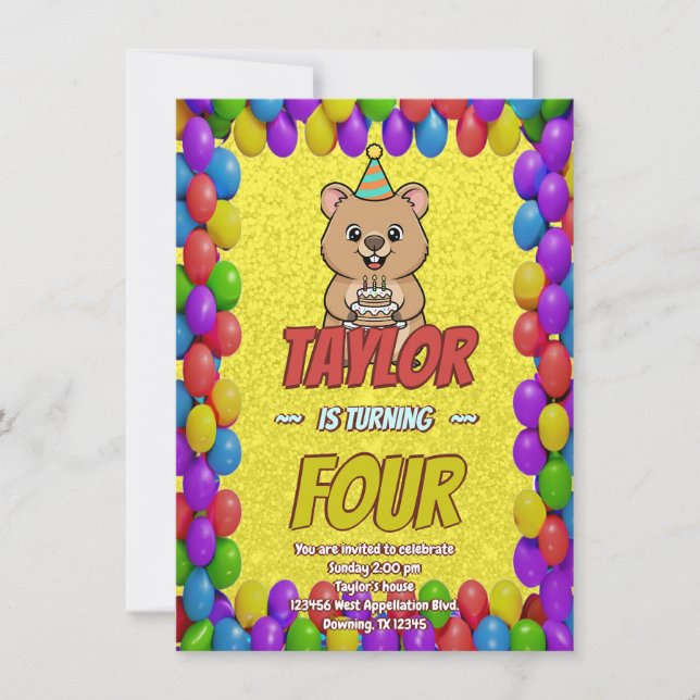 Joyful Capybara Birthday Invite Einladung (Vorderseite)