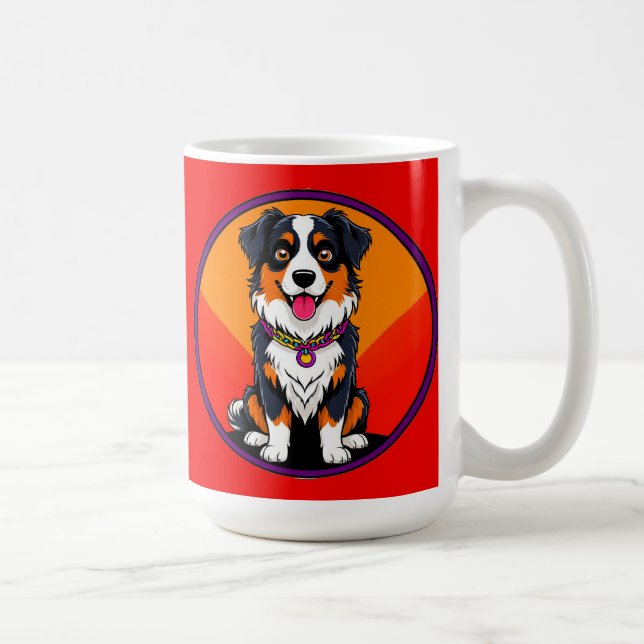 Joyful Cartoon Dog Illustration Kaffeetasse (Rechts)