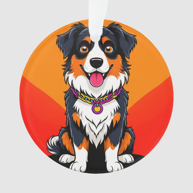 Joyful Cartoon Dog Illustration Ornament (Vorderseite)