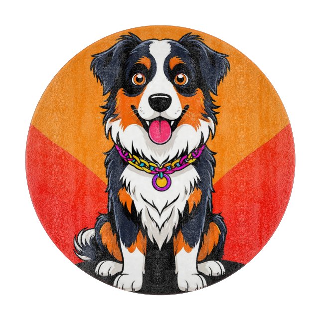 Joyful Cartoon Dog Illustration Schneidebrett (Vorderseite)