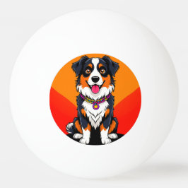 Joyful Cartoon Dog Illustration Tischtennisball