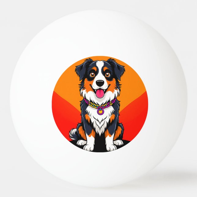 Joyful Cartoon Dog Illustration Tischtennisball (Vorderseite)