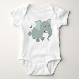 Joyful Cartoon Elephant Baby Apparel Baby Strampler