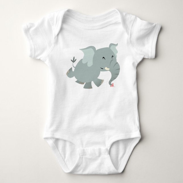 Joyful Cartoon Elephant Baby Apparel Strampler (Vorderseite)